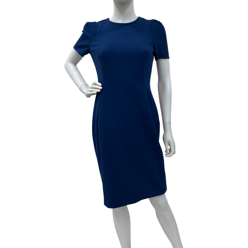 Calvin Klein Blue Short-Sleeve Sheath Dress  EUC with Minor Flaw